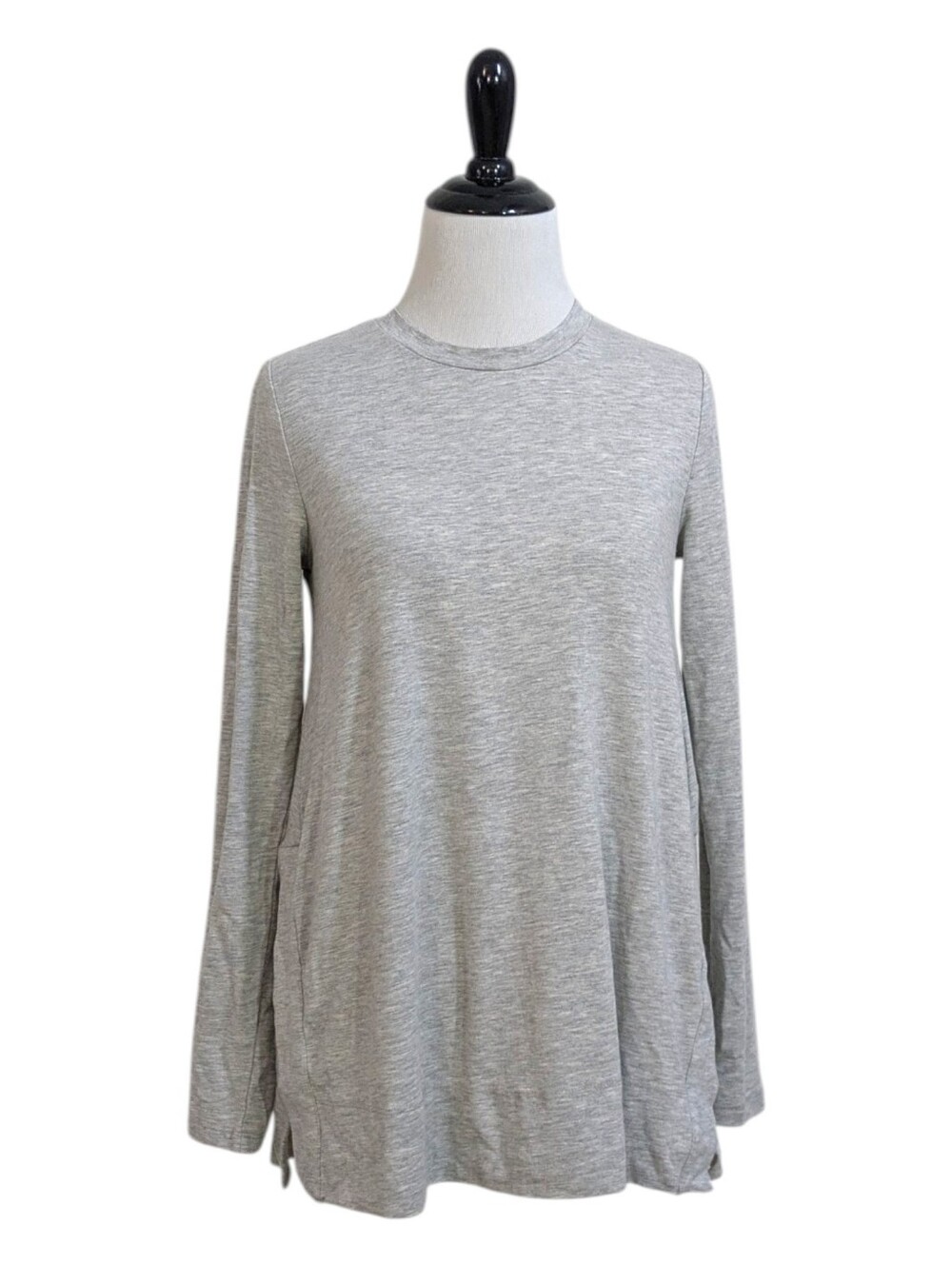 Daily Ritual Split Hem Grey Tunic Tee - Size Small Womens - Long Sleeve T-shirt